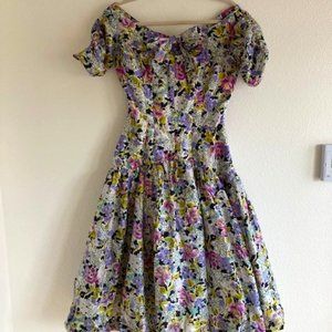 Vintage Drop Waist Floral Dress